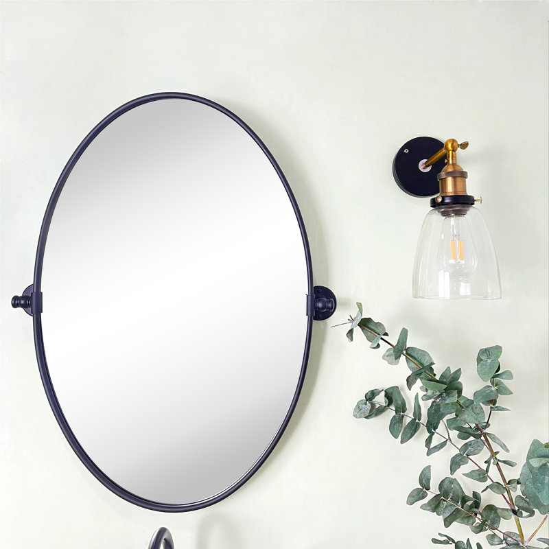 Miroir de salle de bain mural Luecinda, Noir mat, 30 po x 20 po