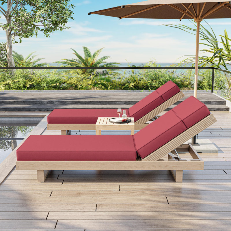 Coussin de chaise longue d'extérieur Wynee, L 25,8 po x P 79,75 po, Rouge / fuchsia