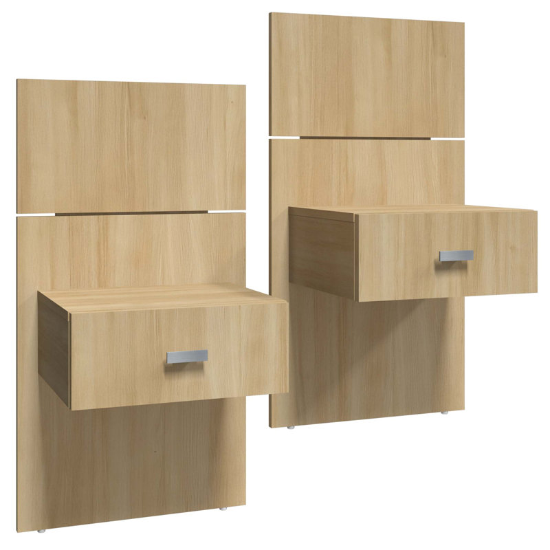 Collection de chambre à coucher moderne Siedlewski - Lit plateforme avec tête de lit et tables de chevet (2) - Assemblage facile, aucun sommier requis