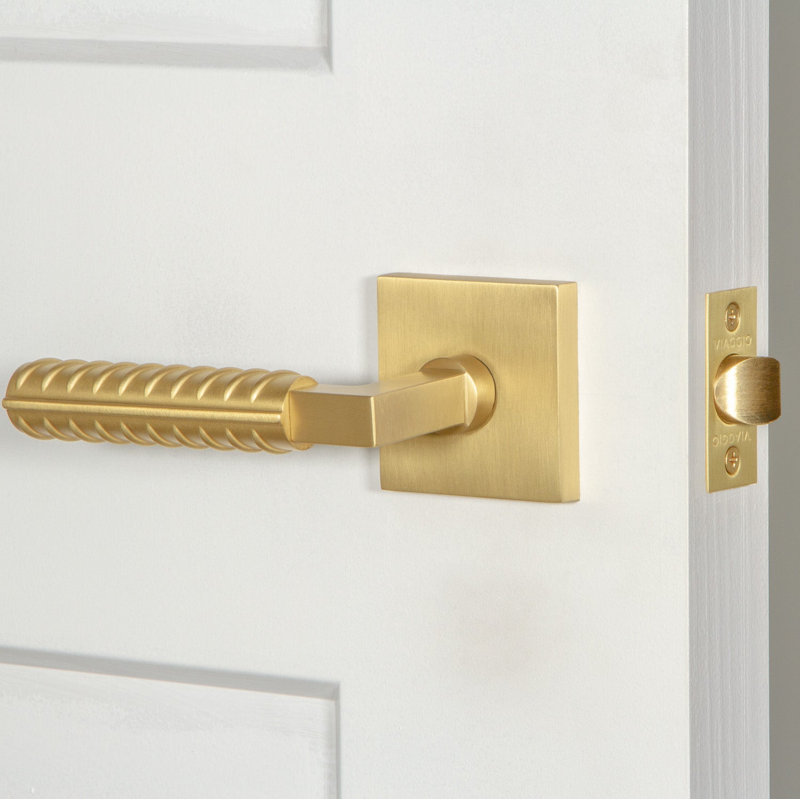 Viaggio Circolo Rosette Double Dummy, Modern Industrial Lever Handle, Square, Satin Brass