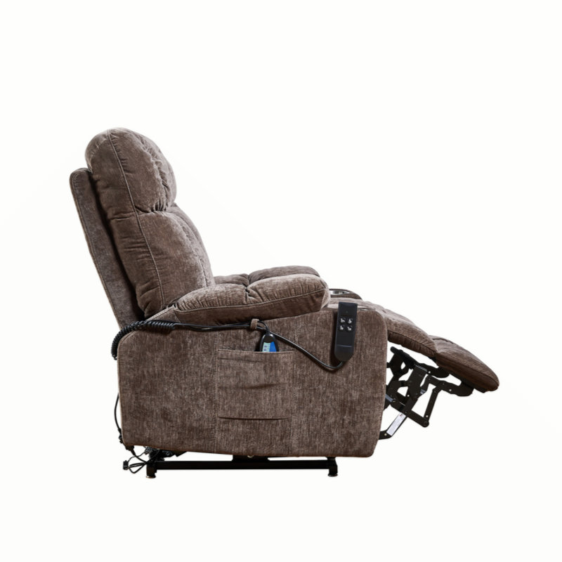 Upholstered Heated Massage Chair, Brown Velvet