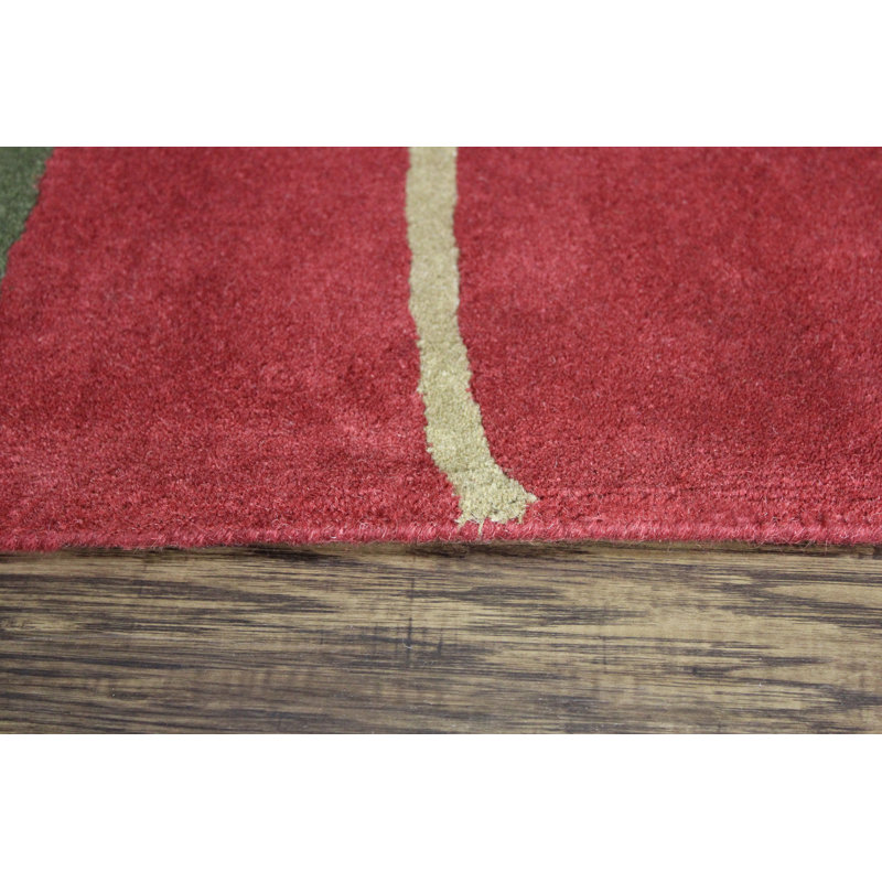 Tapis décoratif rouge en laine Touffeté à la main Belen, Rectangle de 2 pi x 3 pi