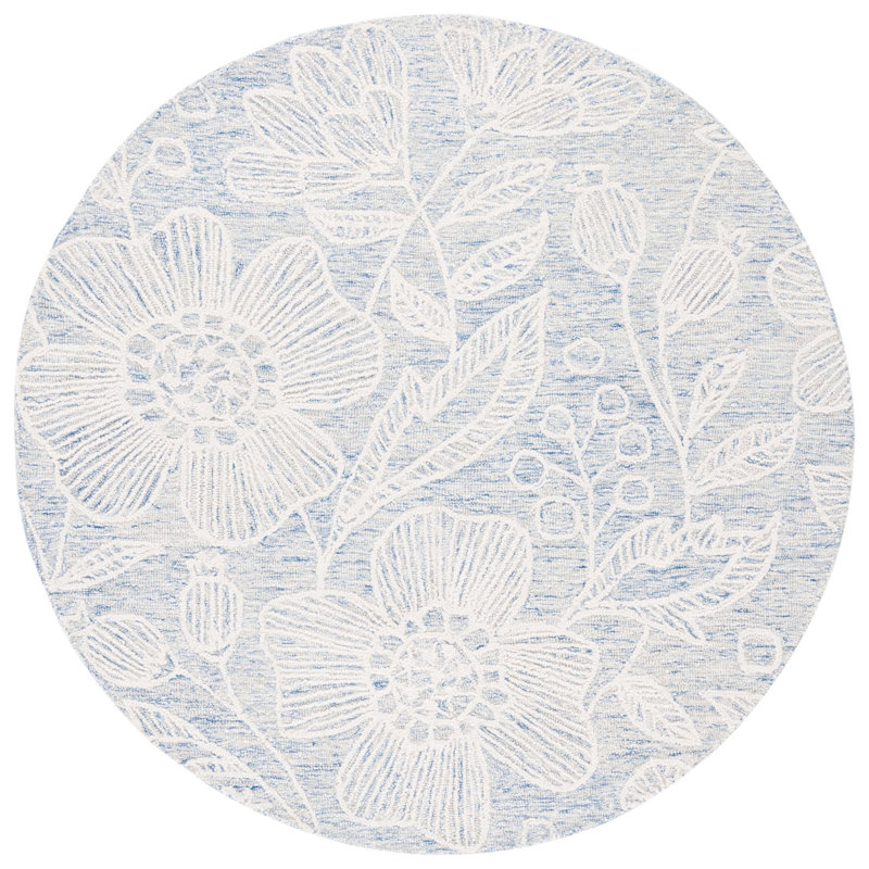 Jardin Hand Tufted Wool Floral Rug, Round 6'