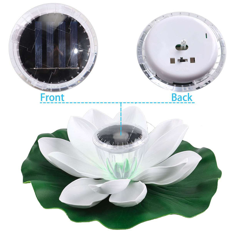 White Solar Powered LED Floating Lotus Pool Light