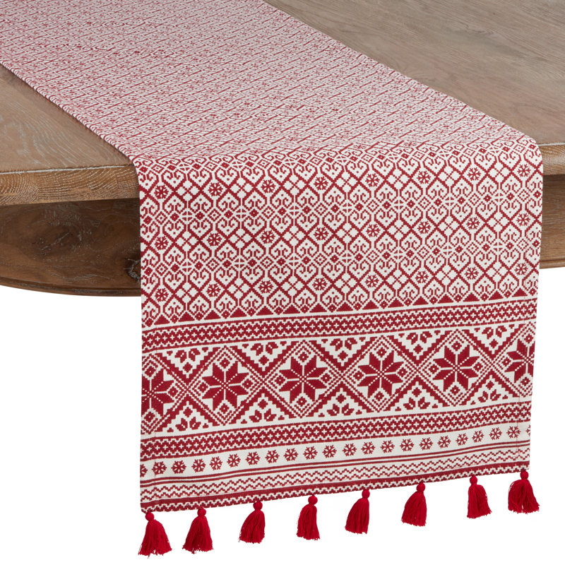 Jayapura Geometric Christmas Table Runnner, 16" x 108"