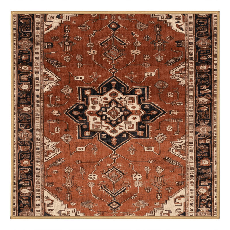 Tapis brun lavable à la machine, Carré 5 pi