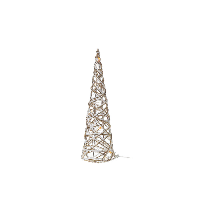 Arbre à papier cône à DEL moyen, H 23,62 po x l 6,3 po x P 6,3 po, Blanc / doré