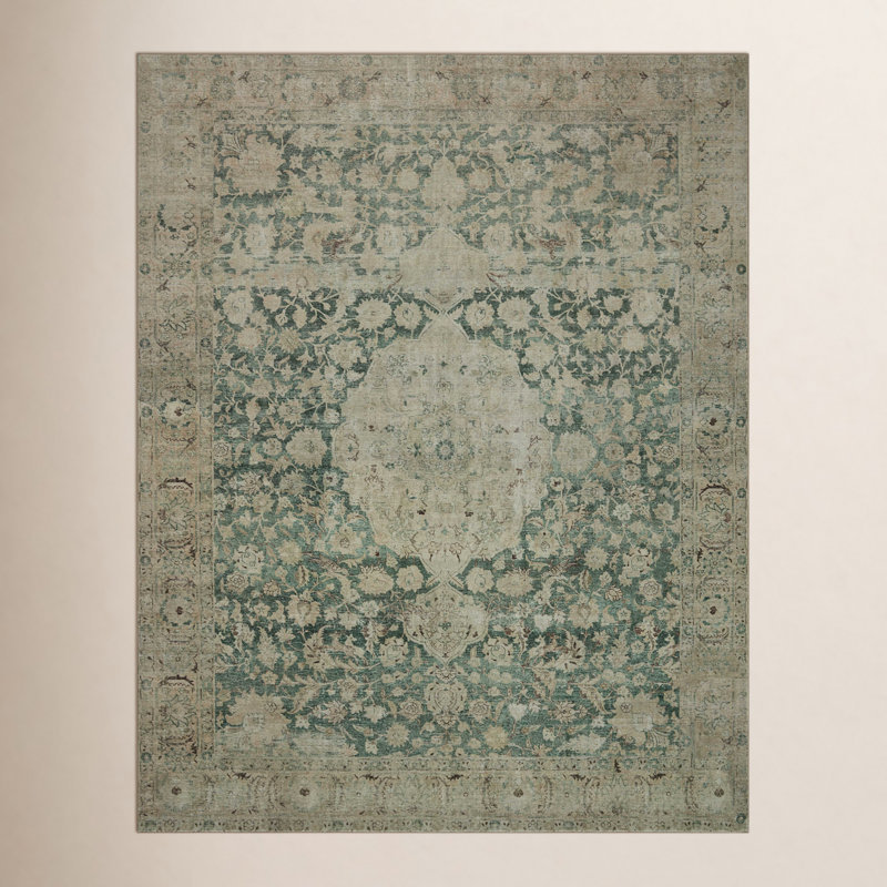 Tapis jade / sable lavable à la machine Magnolia Home par Joanna Gaines X Loloi Sinclair, Rectangle 2 pi 3 po x 3 pi 9 po