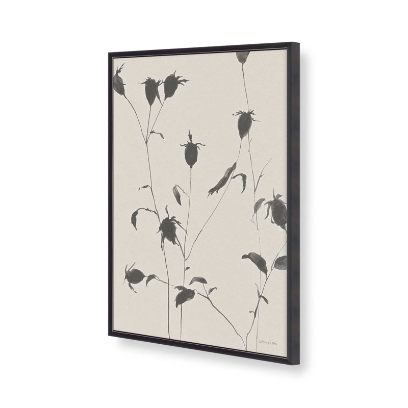 Encre botanique II, H 11,25 po x l 9,25 po, Cadre de coin ouvert en zinc patiné