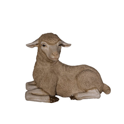 Statue de bébé agneau mérinos au repos