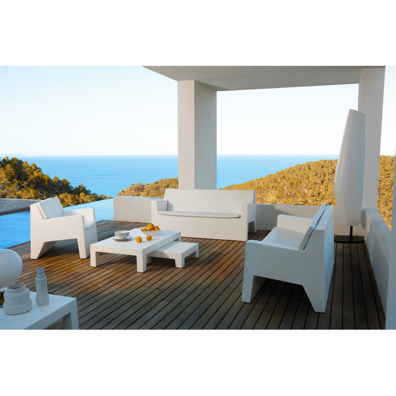 Jut 36" Wide Outdoor Patio Sofa, White