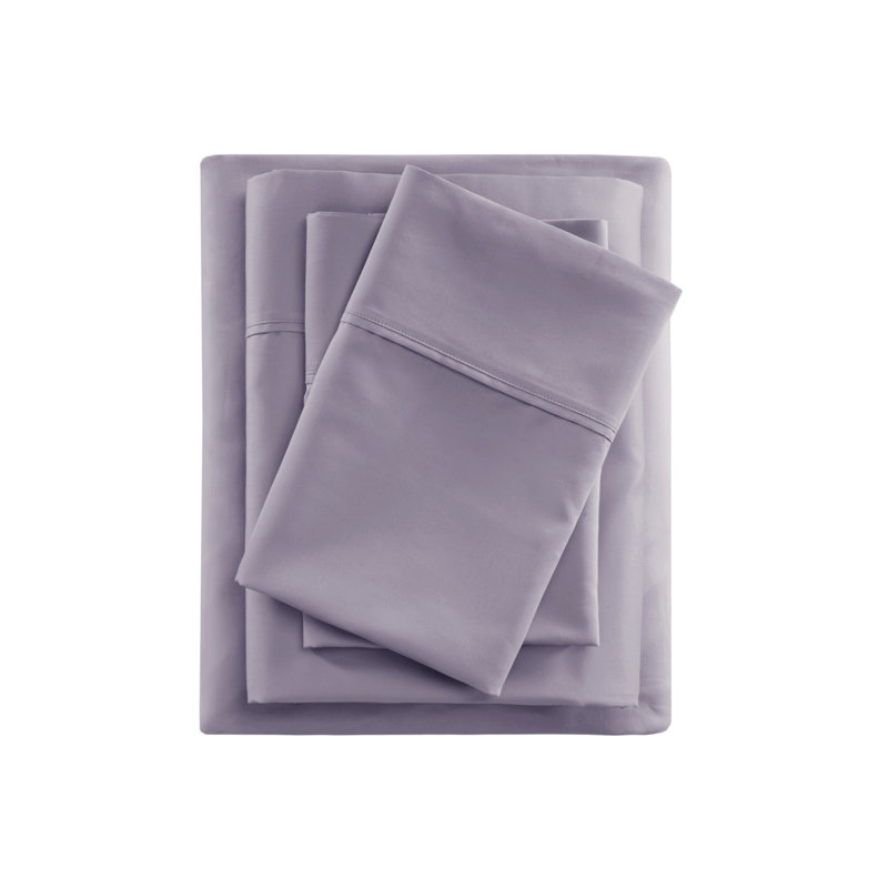 4-Piece Queen Cooling Cotton Blend Sheet Set, Purple