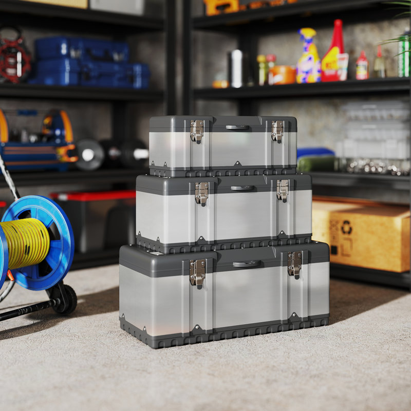 Ensemble de 3 boîtes à outils en acier inoxydable 23 po / 19 po / 16 po