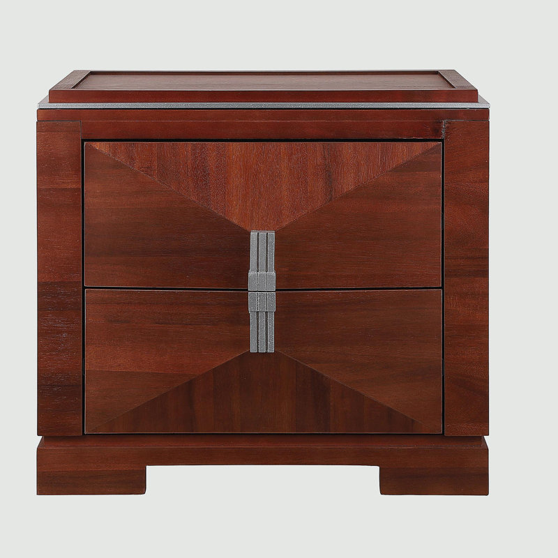 Table de chevet Mid-Century moderne, canapé à 2 tiroirs, table de bout en bois avec rangement en forme de losange
