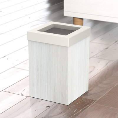 Elevate Stainless Steel 3-Gallon Wastebasket with Open Removable Lid |Square  Open Top Trash Can with Padded Base