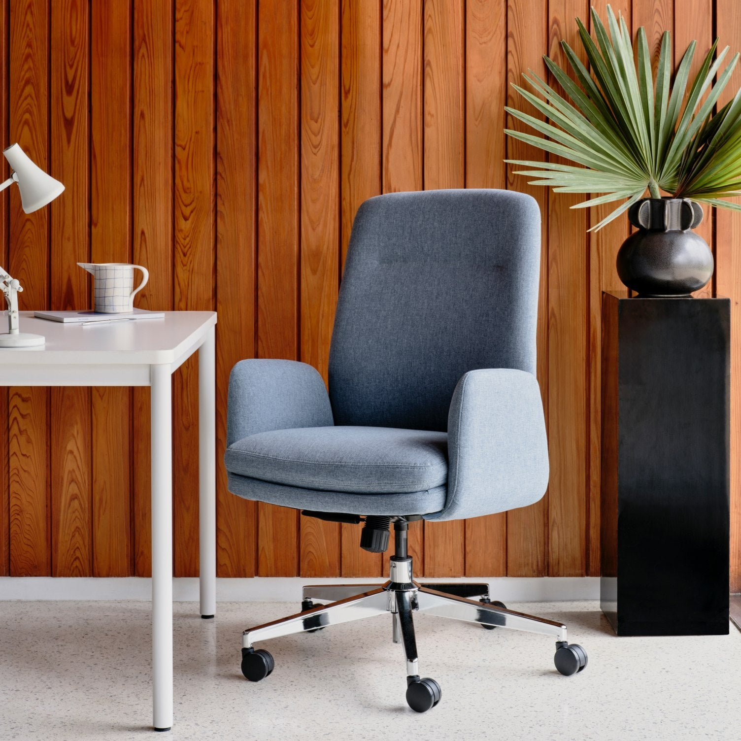 Fabric Office Chair with Lumbar Support, 40.5", Skylight