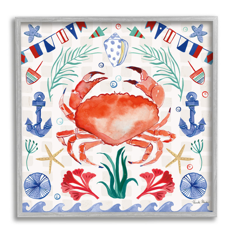 Aw-680-Giclée, motif de crabe maritime encadré par Farida Zaman, impression, H 24 po x l 24 po x P 1,5 po