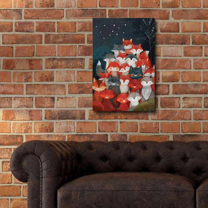 Art mural épique «Pile Of - Foxes» par Doron David, 16 po x 24 po, H 24 po x l 16 po