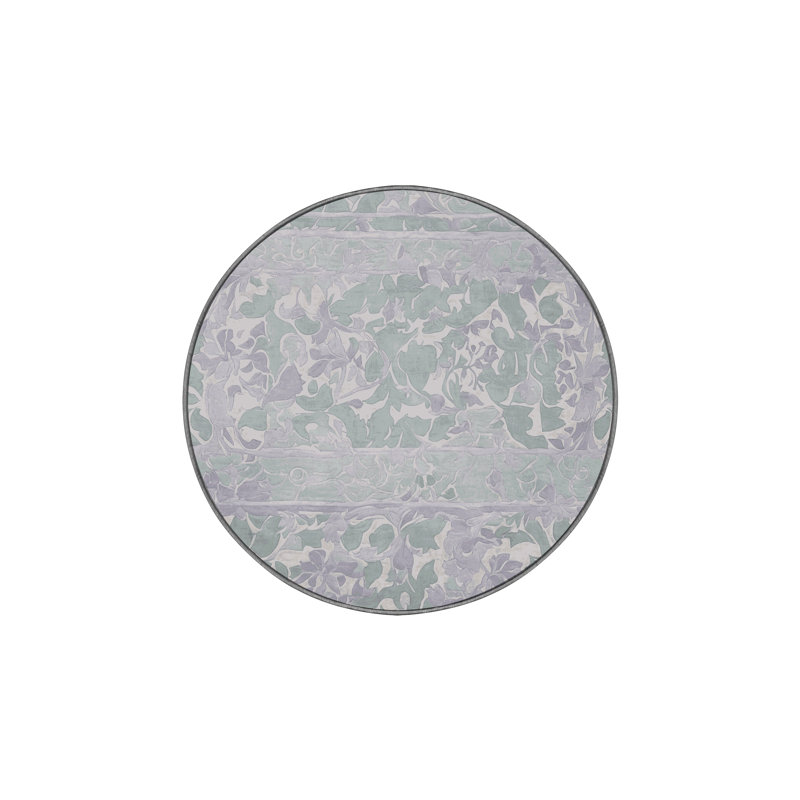Tapis gris soyeux et moelleux, Rond 7 pi