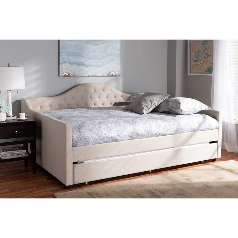 Freya Upholstered Daybed, Queen, Light Beige