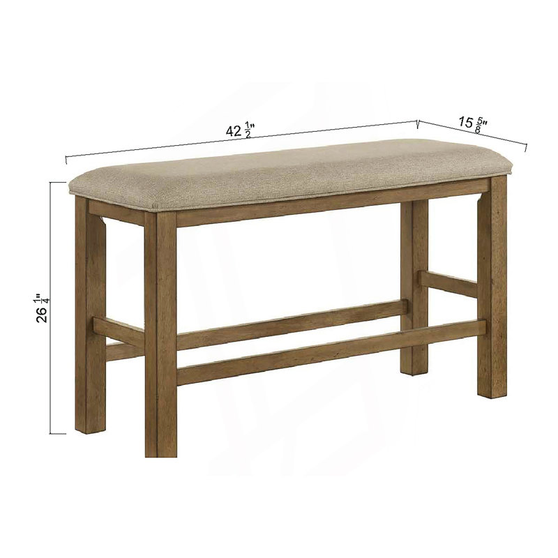 Banc de comptoir rembourré (1 pièce), 25.95 " H x 42.05 " L x 15.55 " D