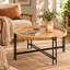 Table basse 32 po avec plateau sculpté et pieds en fer noir naturel