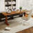 Brown + Black Rectangular Hight adjustable Solid Wood + Carbon Steel desk-108225062