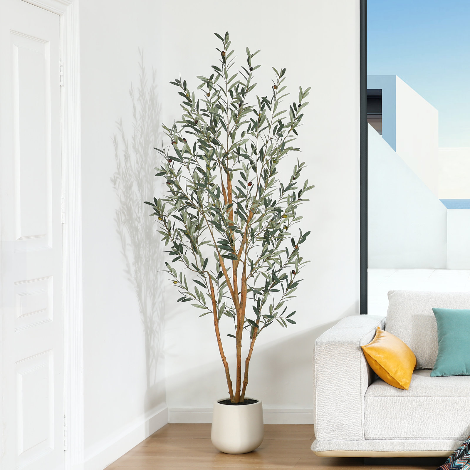 Adcock 84" Olive Tree in Pot, 84" H x 28" W x 28" D