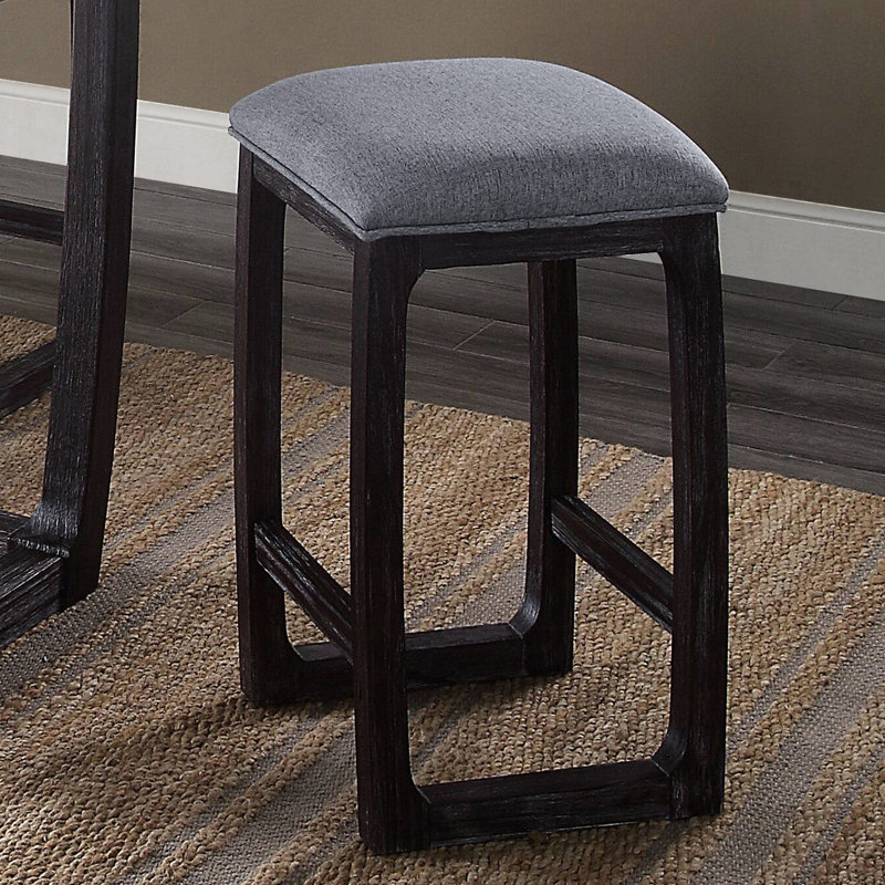 Tabouret à hauteur de comptoir de style rustique avec siège gris et sans dossier pour chambre à coucher