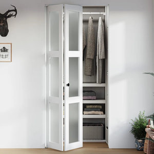 Bi-Fold Door Glass and  Solid Manufactured Wood Door Door with Installation Hardware Kit