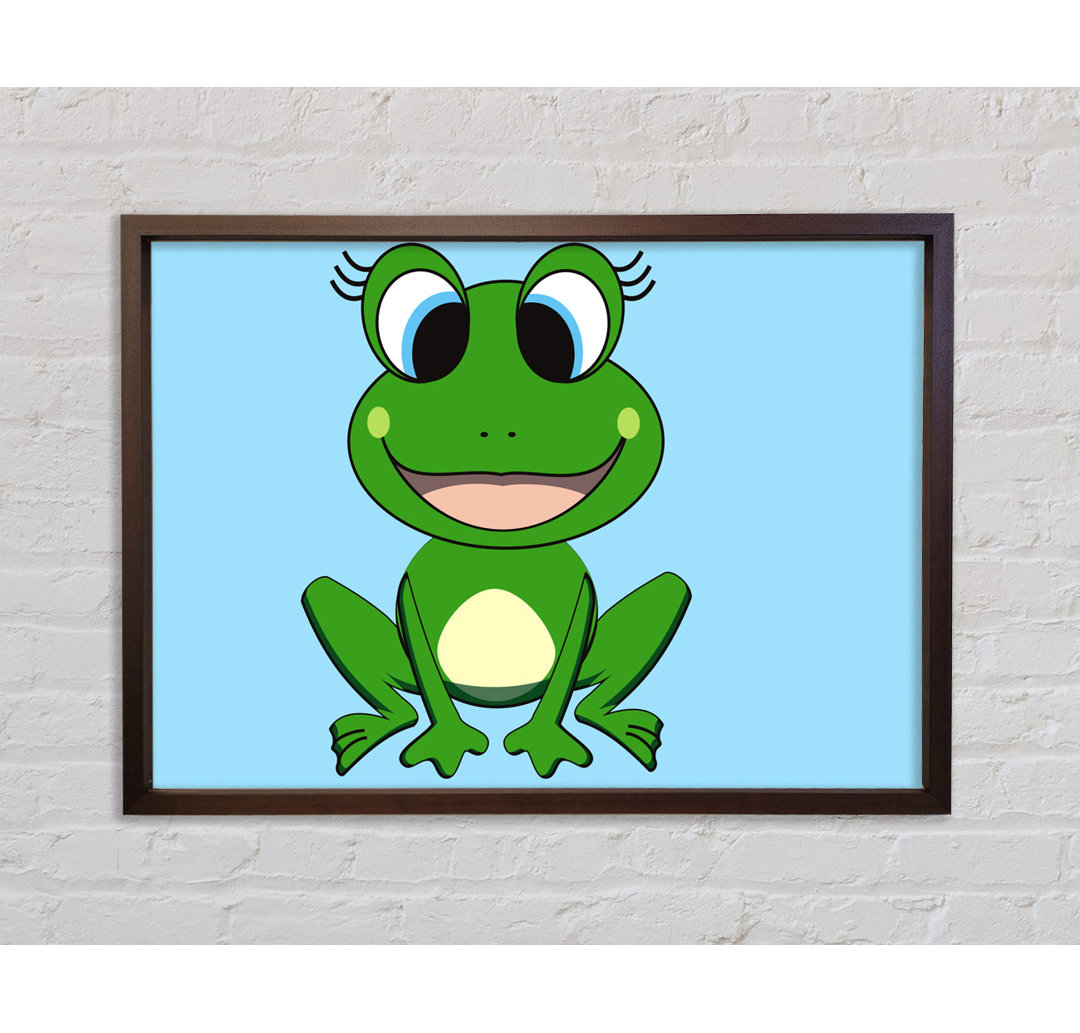 Happy Frog Ready To Leap Baby Blue - Einzelner Bilderrahmen Kunstdrucke auf Leinwand