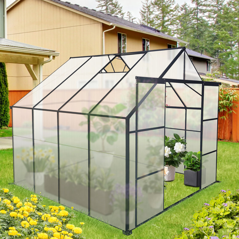 8X8 Ft Greenhouse With Galvanized Base - Planting Heavy Duty Blocking All Season, 68.5" H x 94.5" W x 97.75" D
