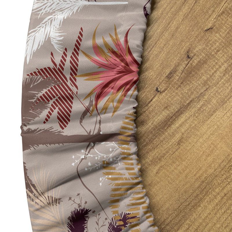 Winston Porter Tropical Palm Fitted Round Tablecloth Diameter Multicolor