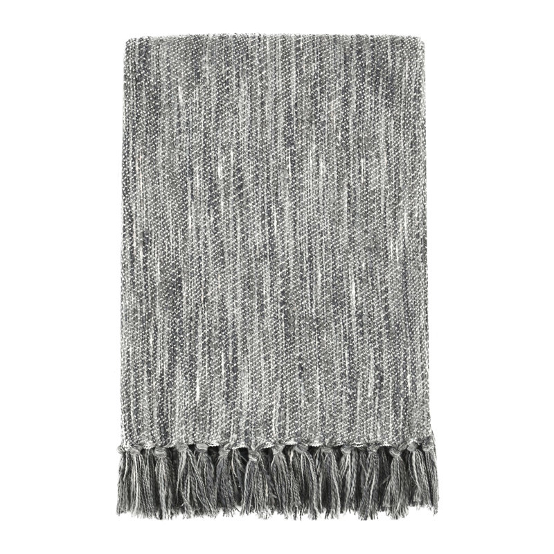 Sharma Cotton Hand Woven Throw Blanket, Gray