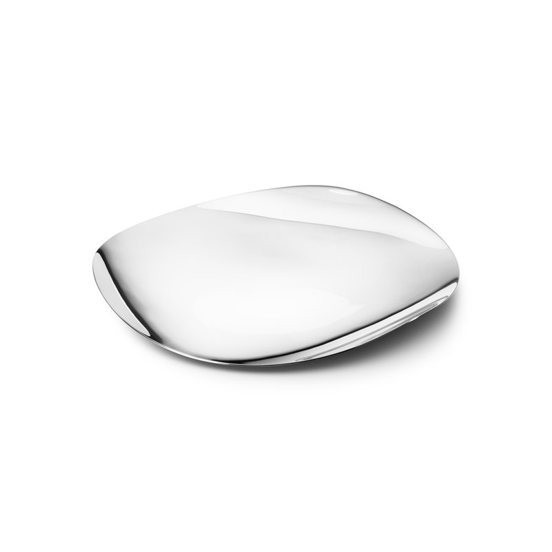 Polished Stainless Steel Organic Serving Platter, 12.6"