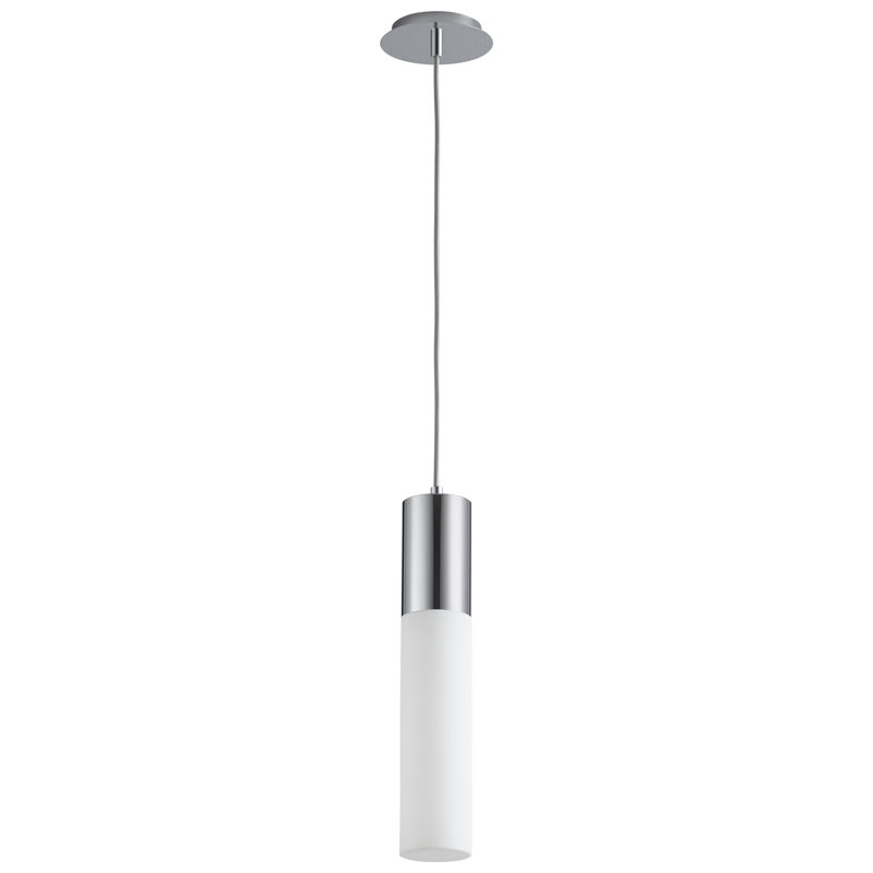 Gathard 1 - Light LED Single Pendant, Polished Chrome, 18" H x 3.5" W x 3.5" D, Matte White