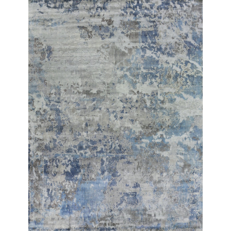 Reflections Abstract Area Rug in Silver, Rectangle 9' x 12'