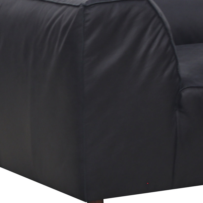 Foley 3 - Genuine Leather Modular Sectional, Black Top Grain Leather