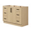 Meuble-lavabo ovale simple de 122 cm (48 po) avec comptoir en quartz blanc de Carrare de 3,8 cm (1,5 po) en chêne naturel-1080211027-1080211032