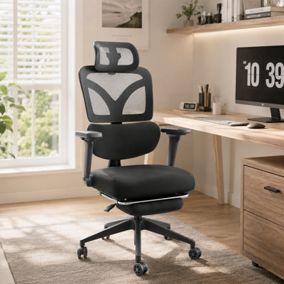 Chaise de bureau ergonomique et pivotante avec support lombaire réglable, hauteur et inclinaison, conception confortable pour une utilisation toute la journée