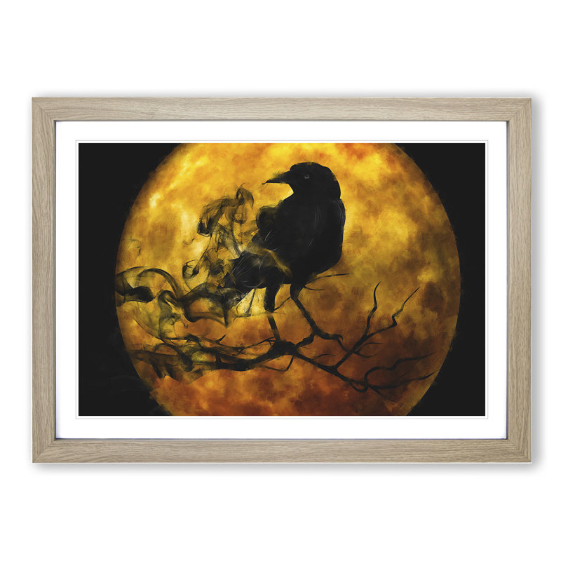 Raven Bird Vol.3 - Framed Print, 27cm H x 36cm W x 2cm D, Oak Framed