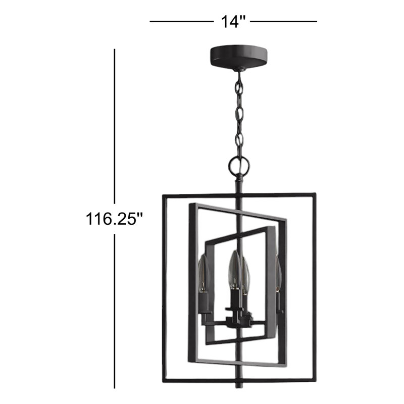 Hessle 4 - Light Square/Rectangle Pendant, 18.25" H x 14" W x 14" D, Rubbed Oil Bronze