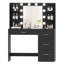 Coiffeuse de maquillage Balceta avec lumières et miroir, tablettes de rangement ouvertes-1234290375
