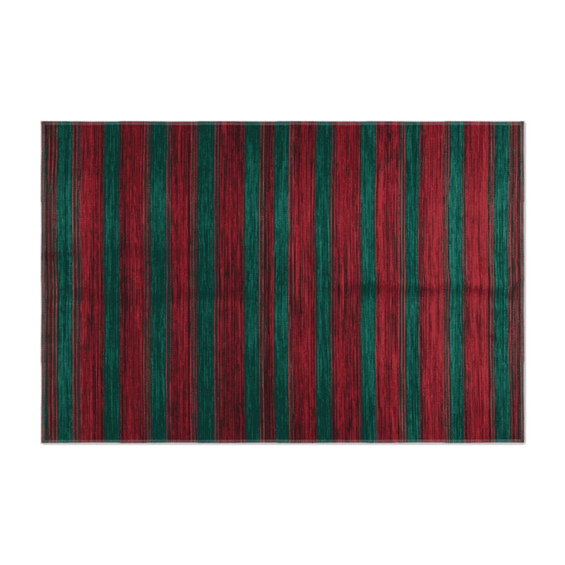 Tapis intérieur / extérieur vert HorizontalStripes, Rectangulaire 3 pi x 5 pi