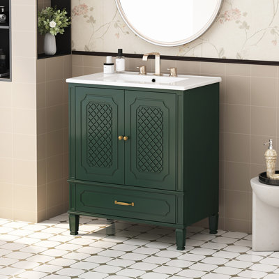 Bathroom Vanity with Sink Vintage Style with Multi-functional Storage Space