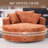 Oversized Upholstered Barrel Accent Swivel Chair– 55" Waffle Chenille, Compression-1472487682