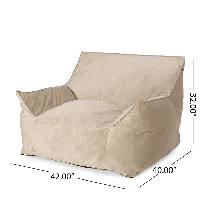 Fauteuil à billes avec accoudoirs, H 30,05 po x l 42,05 po x P 40,05 po, Velours taupe