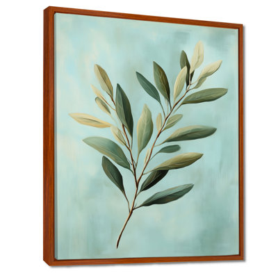 Feuilles ensoleillées sur fond bleu - Impression sur toile botanique