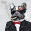 Toile Bulldog qui fume | Décoration grise pour animal domestique