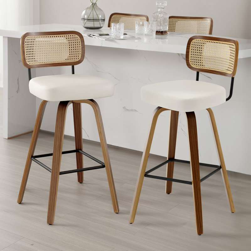 Tabouret de bar et de comptoir Julieza, Blanc, Tabouret de bar (siège d'une hauteur de 29 po), Brun